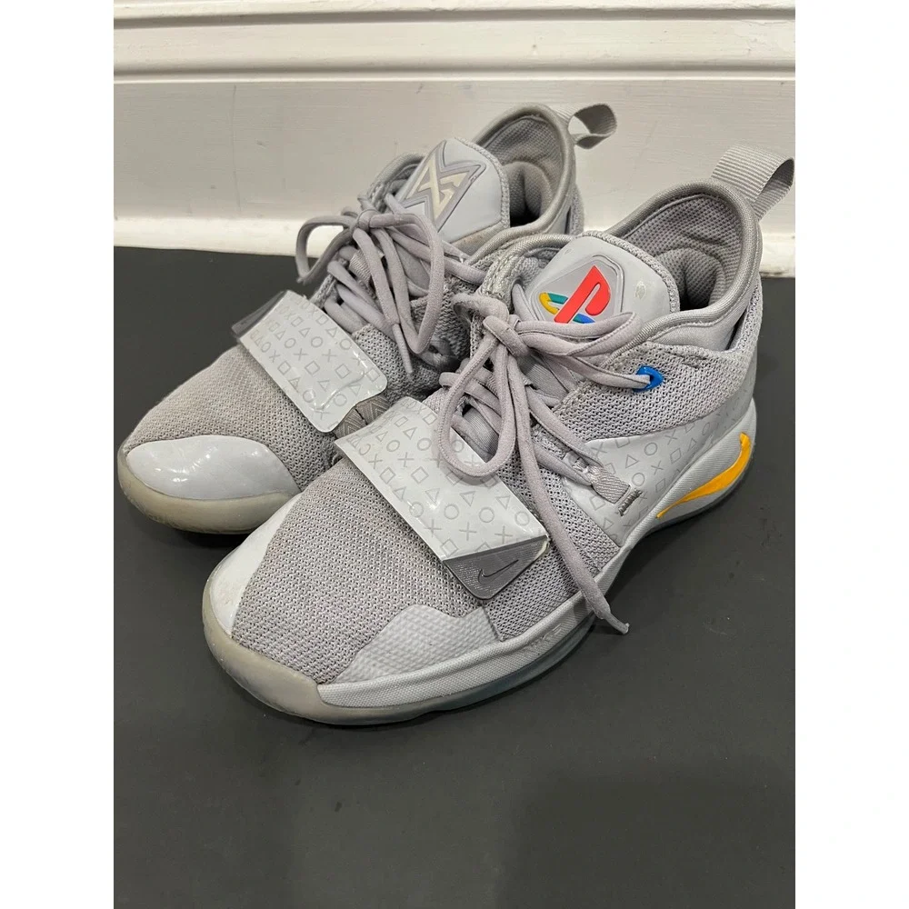 Nike PG 2.5 x PlayStation Basketball Shoes Youth 4 Wolf Grey Comfort Hook & Loop